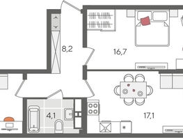 Продается 2-комнатная квартира ЖК Рекорд 2, литера 1, 71.7  м², 14325660 рублей