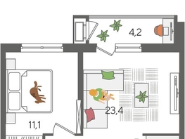 Продается 1-комнатная квартира ЖК Рекорд 2, литера 1, 48.5  м², 9942500 рублей