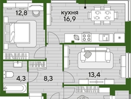 Продается 3-комнатная квартира ЖК DOGMA PARK (Догма парк), лит 1, 70  м², 9590000 рублей