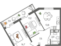 Продается 2-комнатная квартира ЖК Рекорд 2, литера 2, 60.1  м², 12446710 рублей