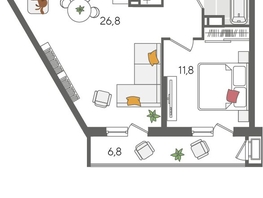 Продается 1-комнатная квартира ЖК Рекорд 2, литера 2, 55.7  м&sup2;, 12298560 рублей