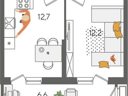 Продается 1-комнатная квартира ЖК Рекорд 2, литера 2, 45.1  м², 8925290 рублей