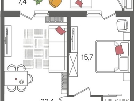 Продается 1-комнатная квартира ЖК Рекорд 2, литера 2, 55.2  м&sup2;, 12359280 рублей