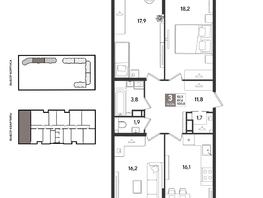 Продается 3-комнатная квартира ЖК Рекорд 2, литера 2, 99.9  м&sup2;, 20029950 рублей