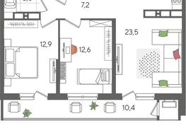 Продается 2-комнатная квартира ЖК Рекорд 2, литера 2, 71.9  м², 14732311 рублей