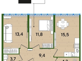 Продается 2-комнатная квартира ЖК DOGMA PARK (Догма парк), литера 9, 59.8  м², 9017840 рублей