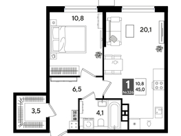 Продается 1-комнатная квартира ЖК DOGMA PARK (Догма парк), лит 13, 45  м², 7978500 рублей