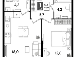 Продается 1-комнатная квартира ЖК DOGMA PARK (Догма парк), литера 16, 45  м², 7960500 рублей