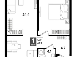 Продается 1-комнатная квартира ЖК DOGMA PARK (Догма парк), литера 16, 47.9  м&sup2;, 8320230 рублей