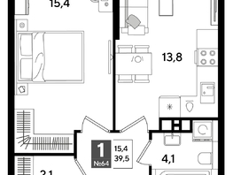 Продается 1-комнатная квартира ЖК DOGMA PARK (Догма парк), литера 16, 39.5  м², 7106050 рублей
