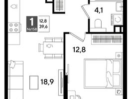 Продается 1-комнатная квартира ЖК DOGMA PARK (Догма парк), литера 16, 39.6  м², 7266600 рублей