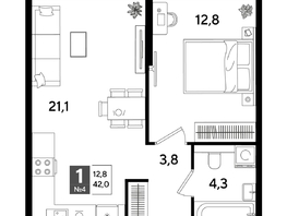 Продается 1-комнатная квартира ЖК DOGMA PARK (Догма парк), лит 17, 41.9 м², 7596470 рублей