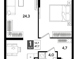 Продается 1-комнатная квартира ЖК DOGMA PARK (Догма парк), лит 20, 47.7  м², 8113771 рублей