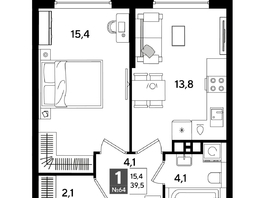 Продается 1-комнатная квартира ЖК DOGMA PARK (Догма парк), литера 18, 39.5  м², 7106050 рублей