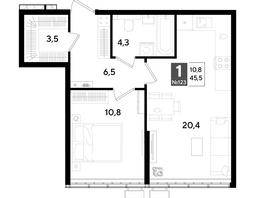 Продается 1-комнатная квартира ЖК DOGMA PARK (Догма парк), литера 18, 45.5  м², 8190000 рублей