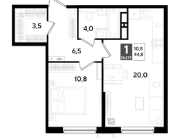 Продается 1-комнатная квартира ЖК DOGMA PARK (Догма парк), литера 18, 44.8  м², 8158080 рублей
