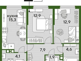 Продается 2-комнатная квартира ЖК DOGMA PARK (Догма парк), литера 18, 59.6  м², 9041320 рублей