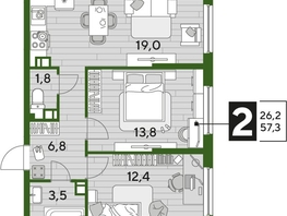 Продается 2-комнатная квартира ЖК DOGMA PARK (Догма парк), литера 21, 57.3  м², 9110700 рублей