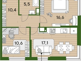 Продается 2-комнатная квартира ЖК DOGMA PARK (Догма парк), литера 21, 60.1  м², 9309490 рублей
