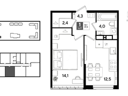 Продается 1-комнатная квартира ЖК DOGMA PARK (Догма парк), литера 22, 37.3  м&sup2;, 7068350 рублей