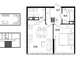 Продается 1-комнатная квартира ЖК DOGMA PARK (Догма парк), литера 22, 44.1  м&sup2;, 7977690 рублей