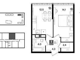 Продается 1-комнатная квартира ЖК ДОГМА ПАРК, литера 22, 37.3  м&sup2;, 7318260 рублей