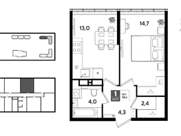 Продается 1-комнатная квартира ЖК ДОГМА ПАРК, литера 22, 38.4  м&sup2;, 7234560 рублей