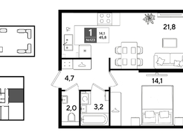 Продается 1-комнатная квартира ЖК DOGMA PARK (Догма парк), литера 22, 45.8  м&sup2;, 8198200 рублей