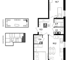 Продается 2-комнатная квартира ЖК ДОГМА ПАРК, литера 22, 66.4  м&sup2;, 10743520 рублей