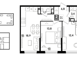 Продается 2-комнатная квартира ЖК DOGMA PARK (Догма парк), литера 22, 57  м&sup2;, 9302400 рублей