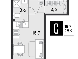 Продается Студия ЖК Парк Победы 2, литера 8, 25.9  м², 5229210 рублей