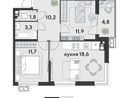Продается 2-комнатная квартира ЖК Парк Победы 2, литера 8, 62.3  м&sup2;, 10441480 рублей