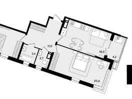 Продается 2-комнатная квартира ЖК Парк Победы 2, литера 21, 74.9  м², 11646950 рублей