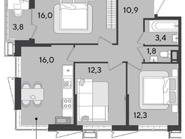 Продается 3-комнатная квартира ЖК Парк Победы 2, литера 21, 79.4  м², 11798840 рублей