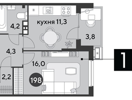 Продается 1-комнатная квартира ЖК Парк Победы 2, литера 6, 41.8  м², 7666120 рублей