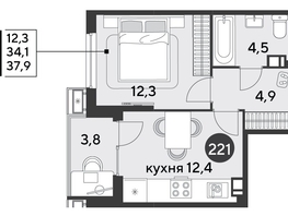 Продается 1-комнатная квартира ЖК Парк Победы 2, литера 6, 37.9  м&sup2;, 7470090 рублей