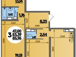 Продается 3-комнатная квартира ЖК Город у моря, литера 22, 85.96  м&sup2;, 11644284 рублей