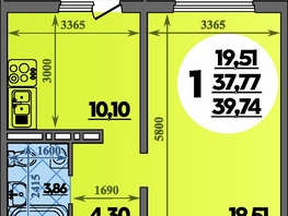 Продается 1-комнатная квартира ЖК Город у моря, литера 10, 39.74  м², 7499999 рублей