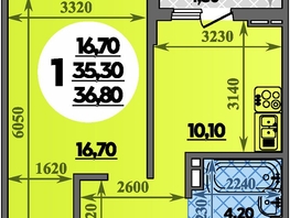 Продается 1-комнатная квартира ЖК Парк у дома, литера 7.1, 36.8  м², 6782239 рублей