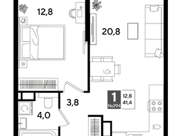 Продается 1-комнатная квартира ЖК DOGMA PARK (Догма парк), лит 17, 41.1  м², 7550070 рублей