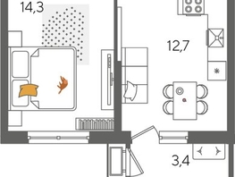 Продается 1-комнатная квартира ЖК Рекорд 2, литера 5, 41.6  м&sup2;, 9771840 рублей