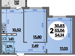 Продается 2-комнатная квартира ЖК Восточный, литера 35, 54.14  м&sup2;, 8581190 рублей