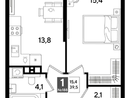 Продается 1-комнатная квартира ЖК DOGMA PARK (Догма парк), литера 16, 39.5  м&sup2;, 7378600 рублей