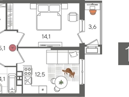 Продается 1-комнатная квартира ЖК Рекорд 2, литера 5, 42  м², 9198000 рублей
