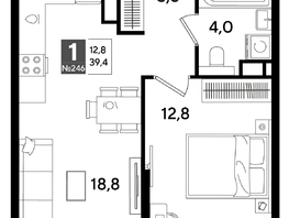 Продается 1-комнатная квартира ЖК DOGMA PARK (Догма парк), литера 16, 39.4  м², 7572680 рублей