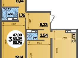 Продается 3-комнатная квартира ЖК Город у моря, литера 21, 85.96  м², 10238000 рублей