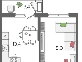 Продается 1-комнатная квартира ЖК Рекорд 2, литера 5, 41.6  м&sup2;, 10258560 рублей