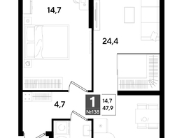 Продается 1-комнатная квартира ЖК DOGMA PARK (Догма парк), литера 18, 47.9  м&sup2;, 8305860 рублей