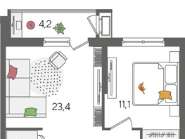 Продается 1-комнатная квартира ЖК Рекорд 2, литера 6, 48.8  м&sup2;, 10531040 рублей