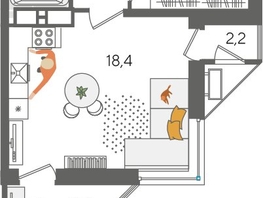 Продается 1-комнатная квартира ЖК Рекорд 2, литера 1, 42.6  м&sup2;, 11834280 рублей
